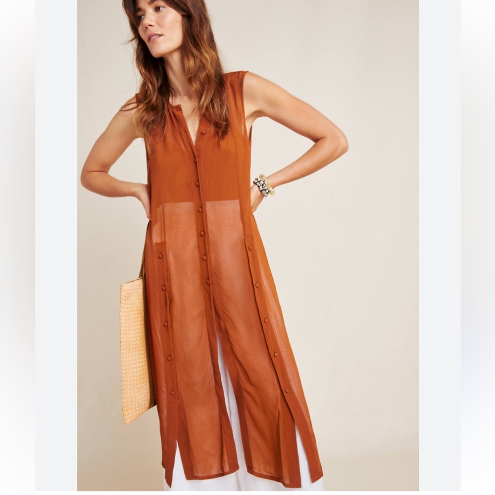 Maeve Anthropologie Meriwether Sheer Tunic vest size 14